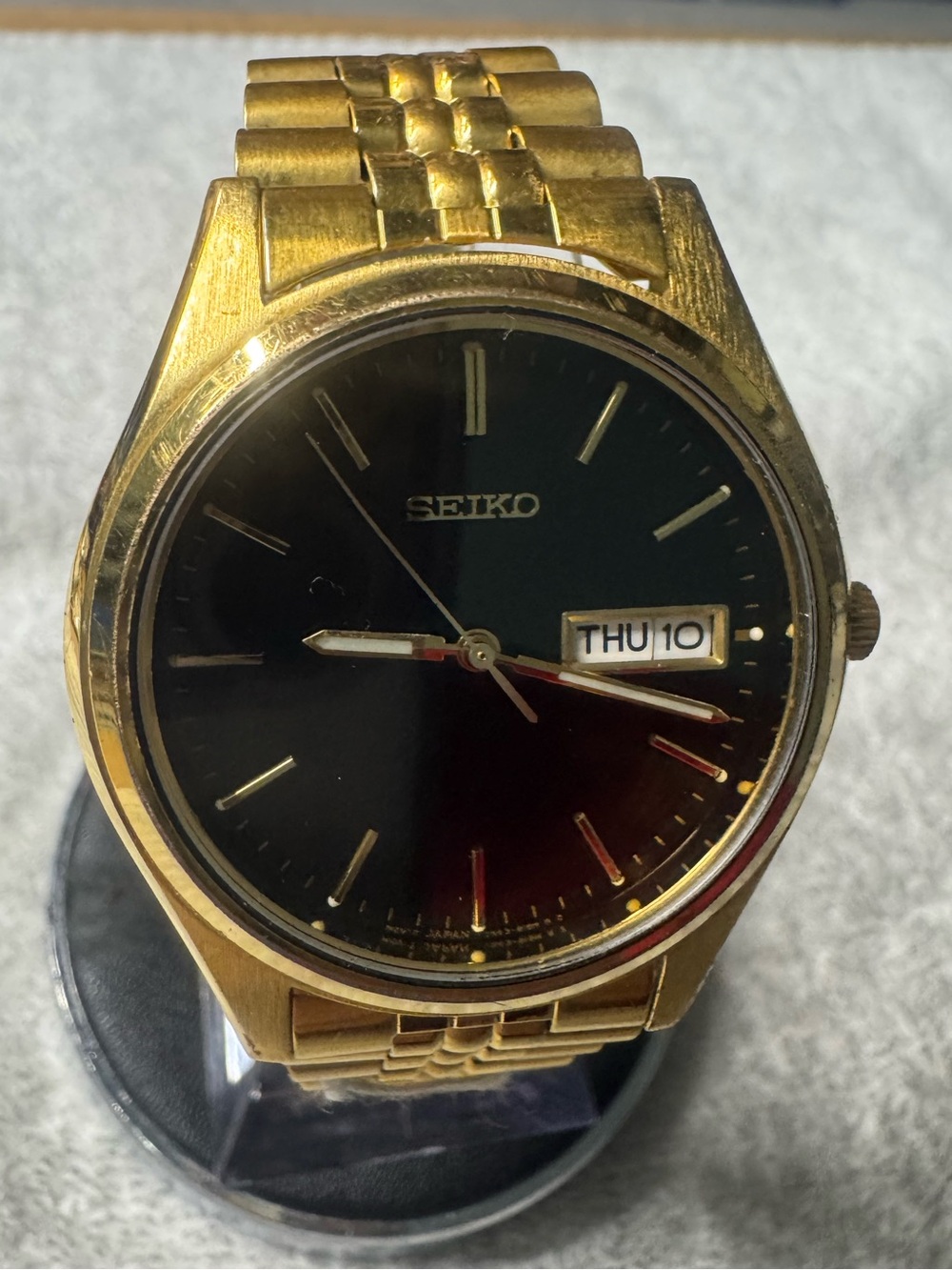 Seiko Gold-Tone Bracelet Watch with Black Dial